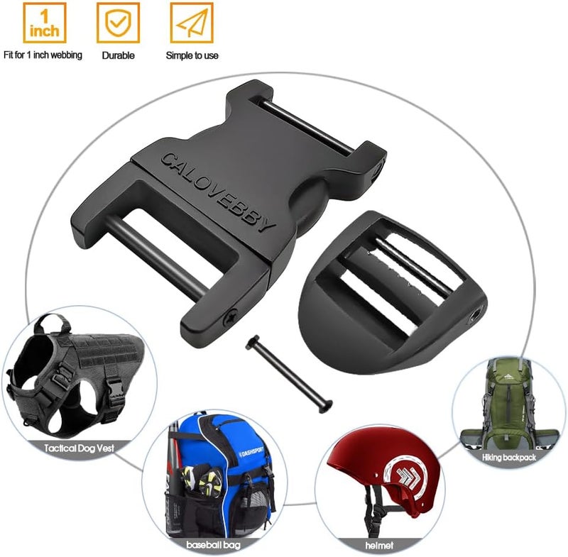Deluxsa 1" Buckle Quick Side Release Buckle,Adjustable No Sewing Clip,Plastic Replacement for Nylon Webbing Straps,Backpack Pack Belt - Image 3